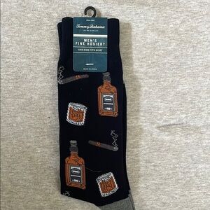 Tommy Bahama Men's Black Socks with Whiskey and Cigar Motifs